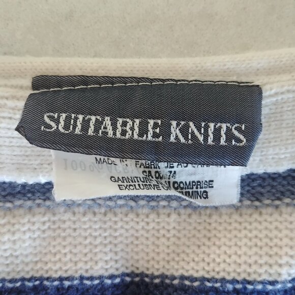 Vintage made in Canada button down blue white striped sweater vest Small - Picture 14 of 16